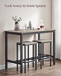 VASAGLE Bar Table Set, Bar Table with 2 Bar
