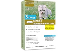 JMXU'S Flea and Tick Prevention for Cats, Cat Flea & Tick Treatment with Fipronil, Long-Lasting & Fast-Acting Topical Flea & Tick Control Drops for Kitten, 3 Doses