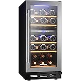 Luztolent 26 Bottles Wine Cellar, 15 Inch Compressor Wine Cooler with Dual Zone, Built-in or Under Counter, 41-64°F Digital T