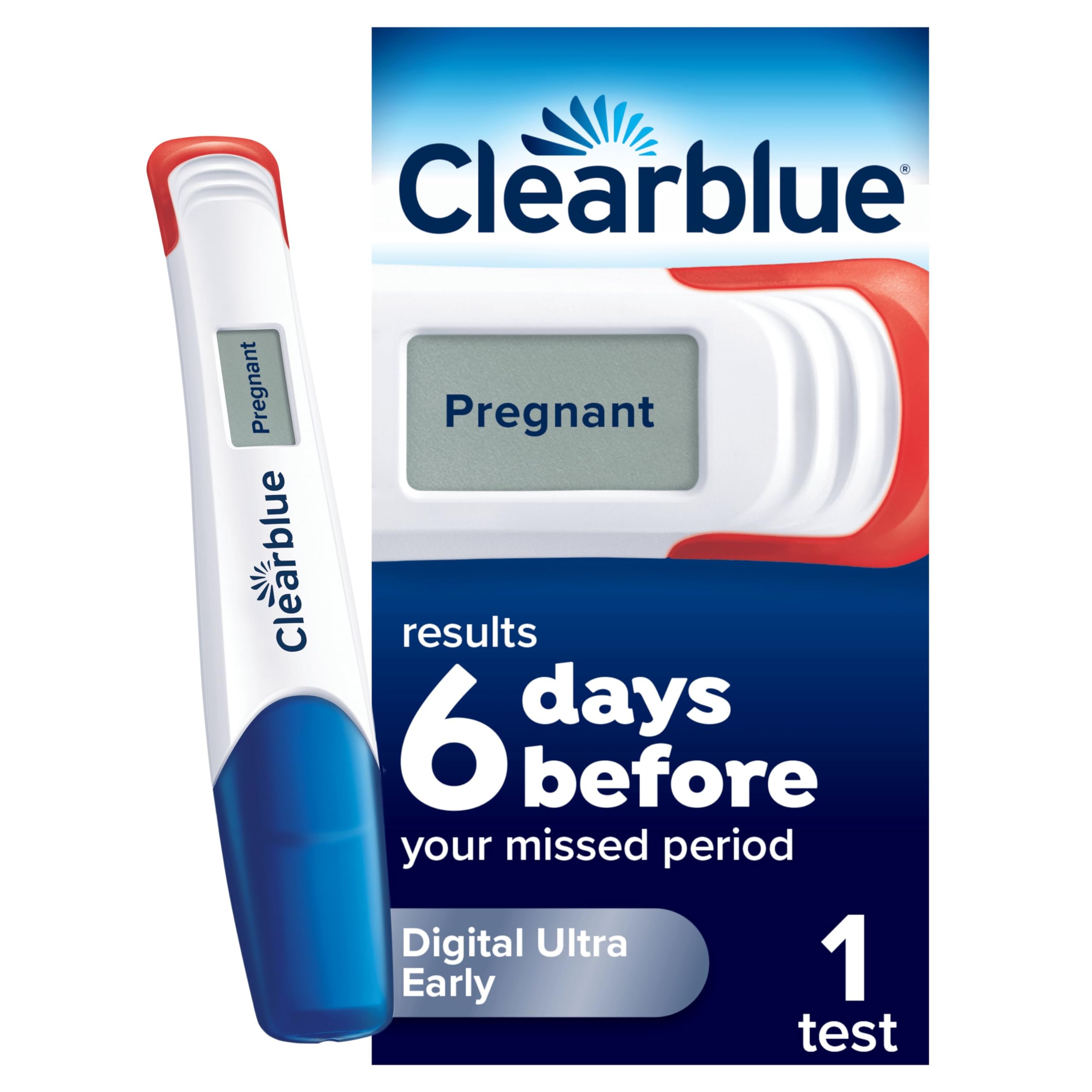 Clearblue Pregnancy Test, Digital Ultra Early Detection (10 mIU/ml), Results 6 Days Early, 1 Digital Test, Packaging May Vary