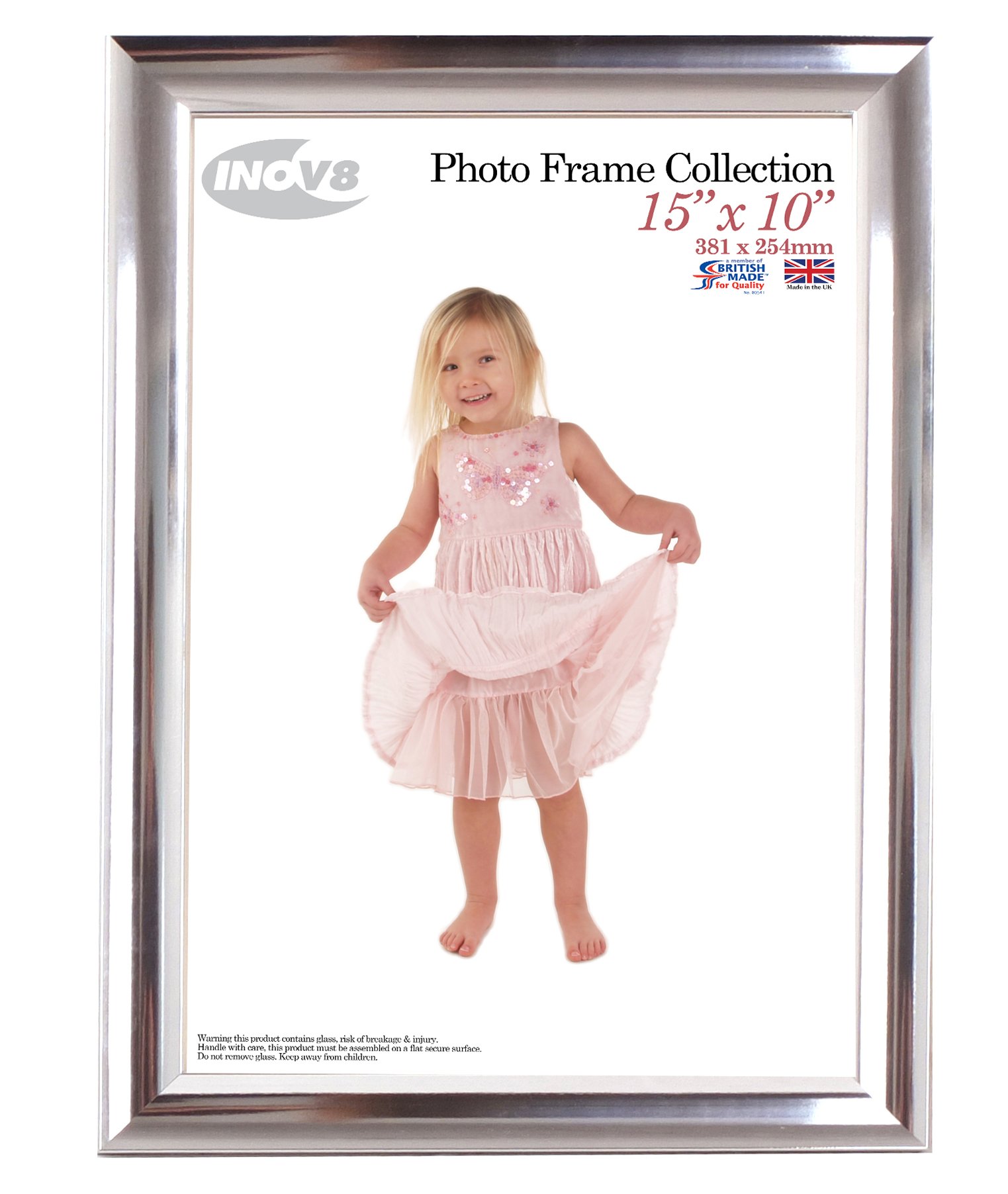 Inov8 Framing PFES-SPCH-1510 British Made Picture/Photo Frame, Scoop Chrome 15x10, Pack of 1, Dense wood โ image 1