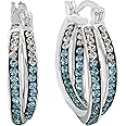 Crystalogy Crystal Jewelry for Women Inside Out Oval Hoop Earrings, Silver Plated, 1.2”