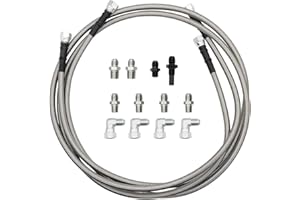 Jecoupoon 6AN 70" Transmission Oil Cooler Hose Line kit Compatible with 4L60E 4L80E TH350 TH400 200-4R 700R4 C5 Stainless Steel Braided PTFE Hose TR6060