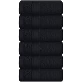 BOUTIQUO Ultra Soft Cotton 6 -Piece Hand Towel Set 16x24 Inch, Ideal for use in Bathroom, Kitchen, Gym, Spa & General Cleaning, Compact & Lightweight Multi Purpose Hand Towels - Black