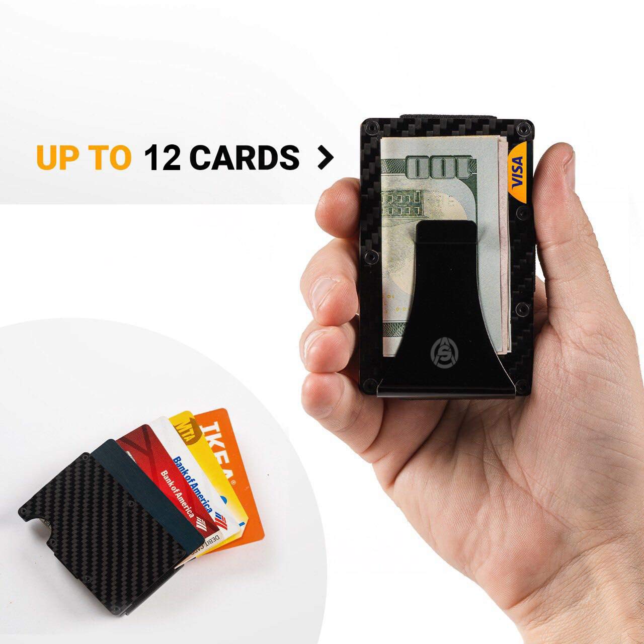 Carbon Fiber Wallet - Minimalist Wallet - Money Clip - RFID Wallets For Men - Credit Card Holder - Carbon Fiber Money Clip - Slim Wallet - Aluminum Wallet - RFID Clip Wallet - 2018 Upgraded Version