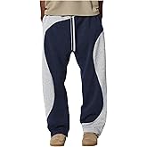 ZAFUL Men's Baggy Sweatpants Color Block Irregular Patchwork Drawstring Sweatpants Casual Wide Leg Lounge Pants
