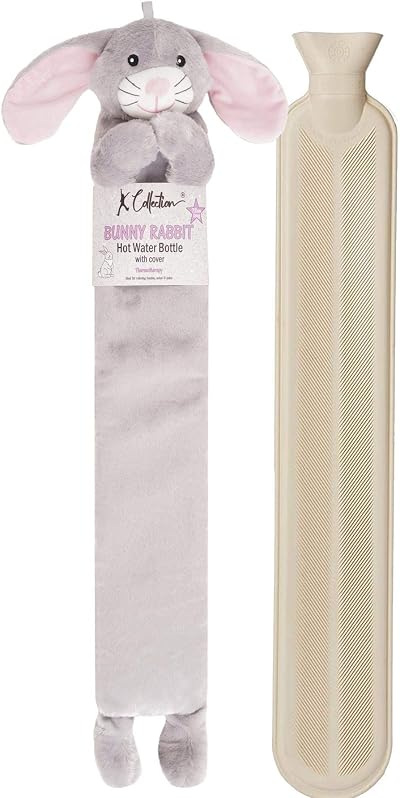 K Collection Extra Long Hot Water Bottle with Plush Cover 2L 72cm Rabbit