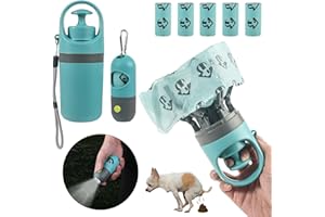 CyperGlory 6 Pcs Portable Dog Poop Scooper Set with Holder & Claw Clip, Pooper Bag Dispenser with LED Flashlight, Leash Attachable, Dog Walker Waste Picker for Small Medium Large Dogs, 90 Bags Include