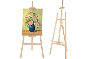 Falling in Art Easel Stand for Painting, Adjustable Wooden Easels for Painting Canvas Up to 42", Folding Art Easel for Drawing, Wedding Sign and Poster, Suitable for Kids and Adults