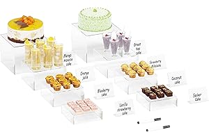 NEATSURE 8PSC Buffet Risers, Food Risers for Buffet Table, Display Stand for Catering Dessert Collectibles Jewelry Figures Show, Clear Acrylic Cube Boxes Nesting Risers, 2 Set (6", 6.5", 7", 8'')