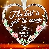 NewEleven Valentines Day Gifts for Couple - Gift for Newly Engaged Couples, Happy Engagement Gifts for Her, Women, Friends, Bride to Be Gift, Glass Ornament for Valentines Day