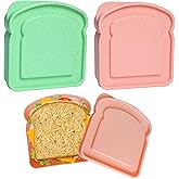 2 Pcs Sandwich Containers for Lunch Box, 14oz Reusable Lunch Boxes with Lid, Plastic Food Storage Microwave & Dishwasher Safe, Toast Shape Sandwich Bread Box for Families, Office, Camping (2 Colors)