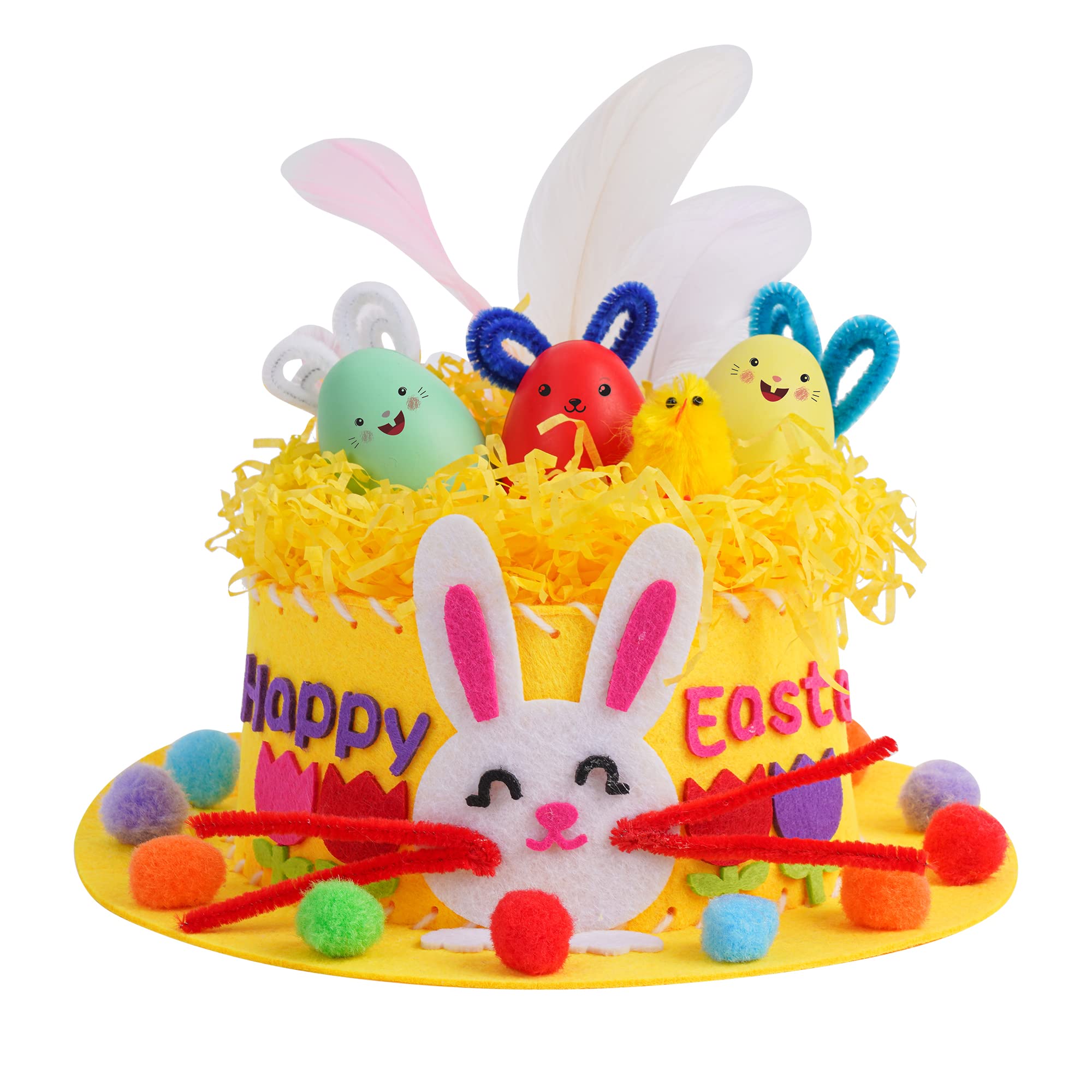 Photo 1 of Yushanju Easter Crafts Kits DIY Hat Kit Easter Chick Bunny Egg Crafts Kit Crafts for and Adults Hats Party Supplies Game Decorations Cartoon Cap Gifts(Yellow)