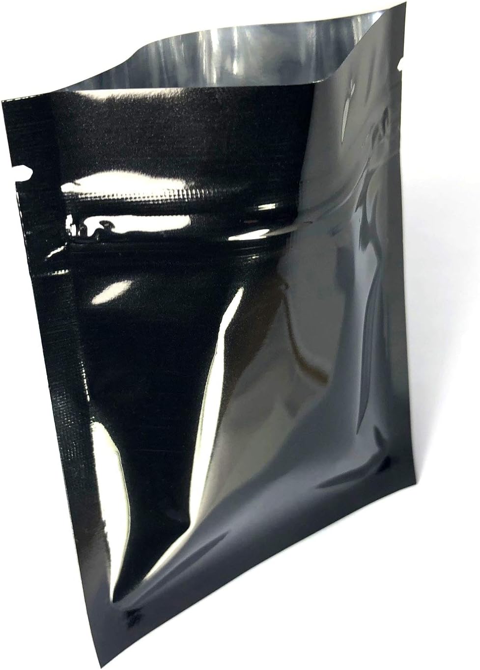 Karmay 100-3x4 Small Flat Ziplock Double-Sided Reusable Metallic Foil Food Storage Bags (Glossy Black)