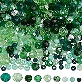 SUNNYCLUE 1 Box 1000pcs Green Glass Beads Rondelle Crystal Beads 8mm Bulk Faceted Flat Round Abacus 4mm 6mm Loose Spacers for DIY Crafting Jewelry Making Bracelet Necklace Earring Supplies Women