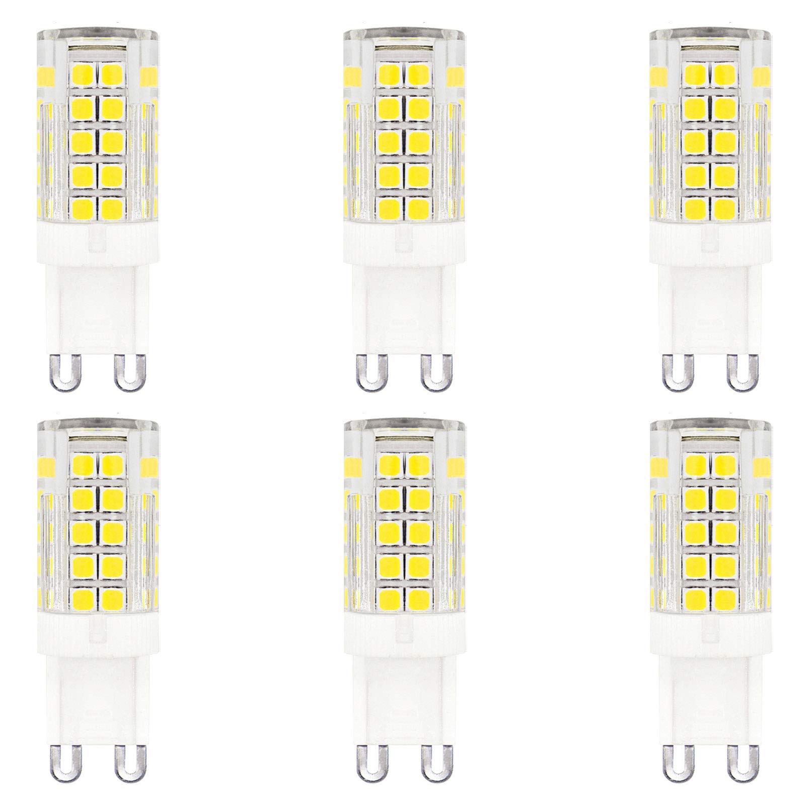 G9 LED Bulbs 5W Equivalent to G9 25W-40W Halogen Bulbs Dimmable 6000K Cool White AC 220-240V Energy Saving Light Bulb 6-Pack