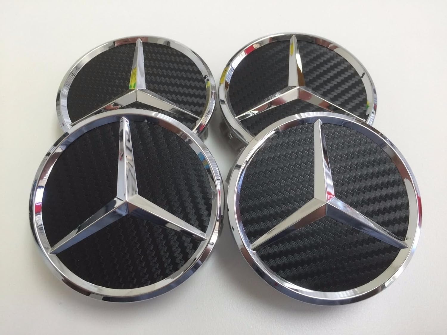 4X FIT FOR MERCEDES SILVER CENTER WHEEL CAPS 75MM 3 INCH EMBLEM LOGO STAR