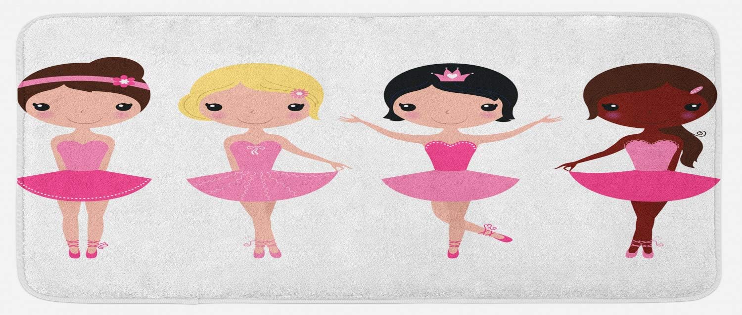 Amazon Com Ambesonne Ballet Kitchen Mat Little Happy Girl Ballerinas National Diversity Cartoon Childish Kids Design Plush Decorative Kitchen Mat With Non Slip Backing 47 X 19 Multicolor Kitchen Dining