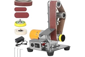 SI FANG Electric Belt-Sander Polishing-Grinding Knife Sharpener, 7 Speed Adjustable Mini Power Sanding Machine Bench Grinder 13x1.2inch Belts For DIY Model Crafts Jewelry Making, Wood Metal Working