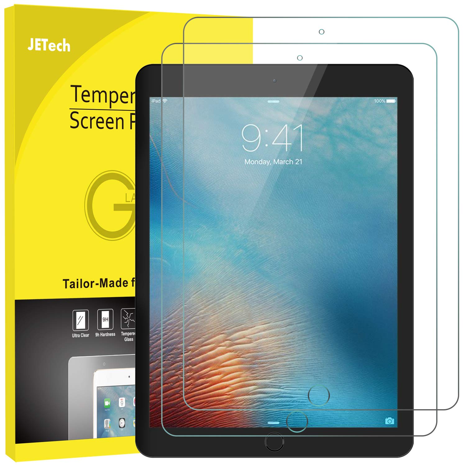 JETech Screen Protector for iPad mini 5/4 (2019/2015 Model, 5th/4th Generation), Tempered Glass Film, 2-Pack — image 1