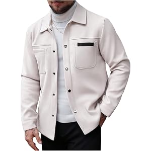 SOLY HUX Men's Button Down Jacket Long Sleeve Collared Fall Outerwear Business Casual Office Overcoat