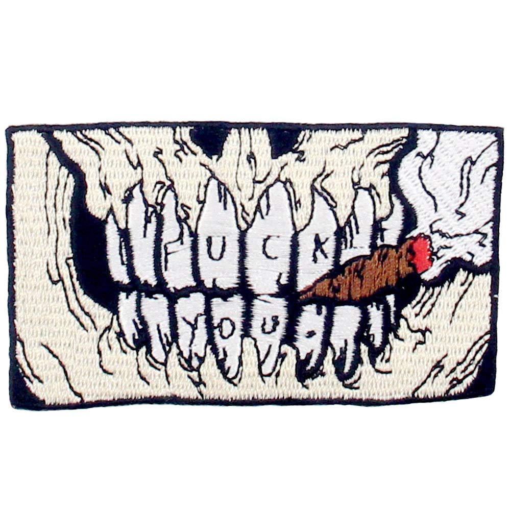 Skull Smoking Funny Biker Patch Embroidered Applique Badge Iron On Sew On Emblem