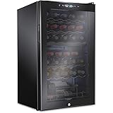 Ivation 33 Bottle Dual Zone Wine Cooler Refrigerator w/Lock | Large Freestanding Wine Cellar For Red, White, Champagne & Spar