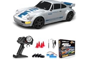 LFOLUSU Remote Control Car RC Drift Car 2.4GHz 1:24 4WD 15KM/H High Speed Racing Sport Car with LED Lights Drifting Tire Racing Sport Toy for Adults Boys Girls Kids Gift 2Pcs Rechargeable Batteries