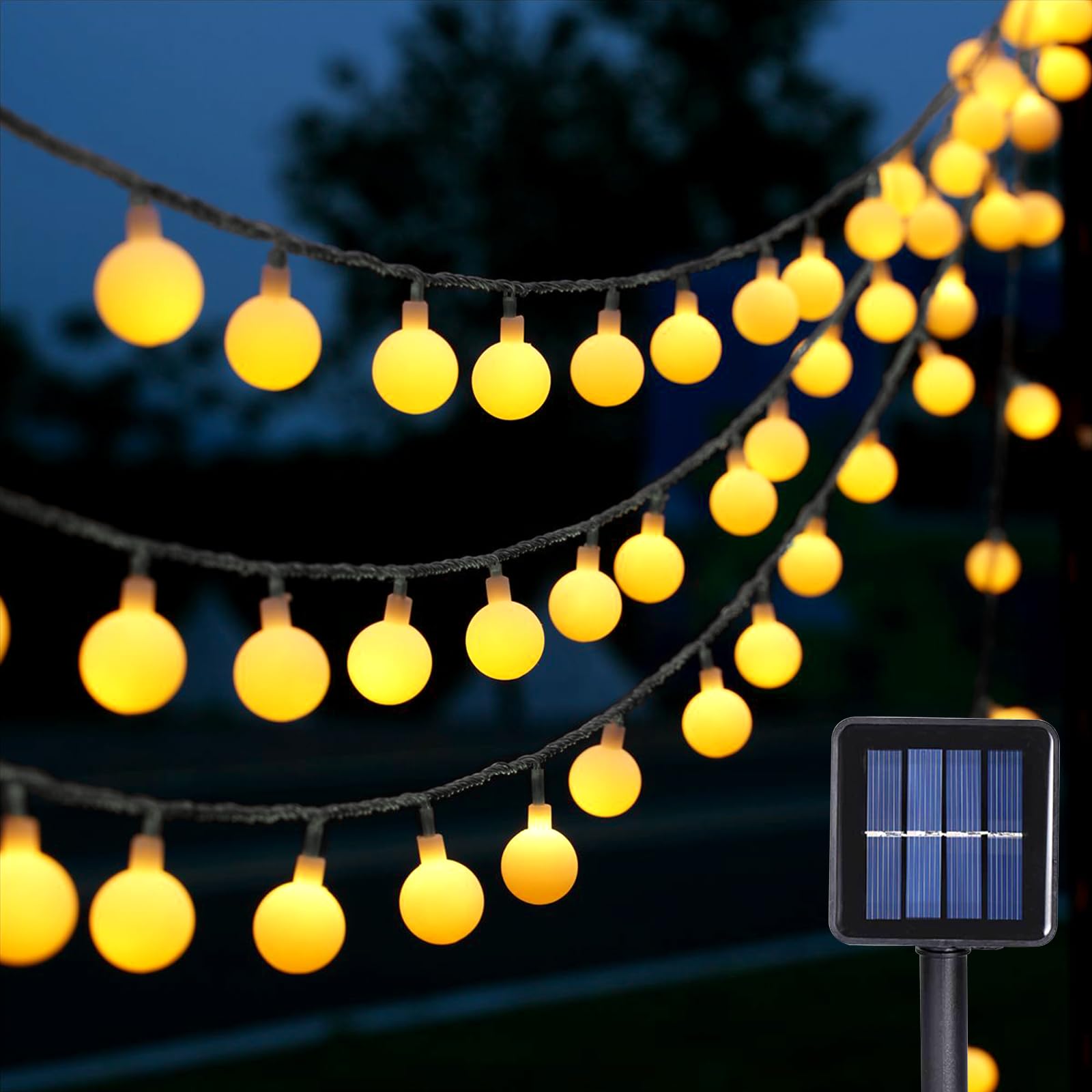 WoskjXas Solar Abrazine Light String, 12m 100LEDs Solar Decorative Lights Outdoor, Garden Lights Waterproof with 8 Flashing Modes, LED Outdoor Fairy Lights for Courtyard Garden Bar Hotel Party