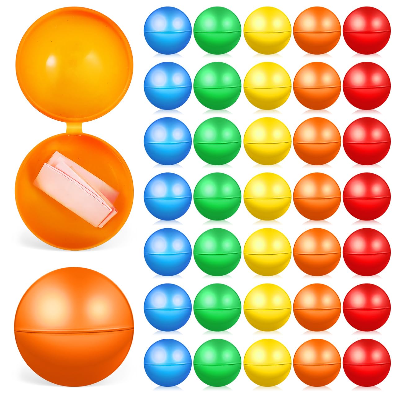 ibasenice 50Pcs 4cm Colorful Hollow Raffle Balls, Plastic Drawing Lottery Balls for Parties and Events, Multi-Color Red Yellow Blue Green Orange, Perfect for Kids Games, Classroom Activities