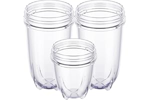 LVAINIT 3-pack 16 ounce Cup and 12 ounce Short Cup Replacement Cup Set Fits for Magic Bullet Blenders Cup for 250w （MB1001 Series)