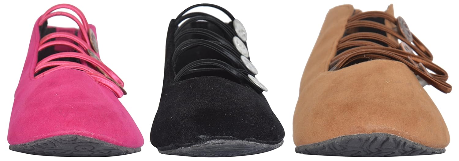 ampereus women's party ware belly 3 pc pack in pink/brown/black