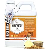 ORGANIC RICE BRAN OIL (32 oz) Premium Cold Pressed Unrefined | 100% Pure Rice Bran Oil for Skin, Face, Hair, Soap Making | Carrier for Essential Oils | Available in Bulk | 32 FL OZ