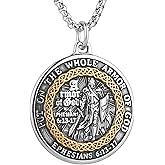 HZMAN Knights Templar Put On The Whole Armor of God Ephesians 6:13-17 Red Cross Design Stainless Steel Necklace for Men