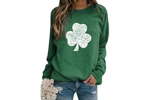 DIACACY Women’s Shamrock Crew Neck Long Sleeve Shirt Casual Tunic Pullover Clover St Patricks Day Loose Fit Sweatshirts