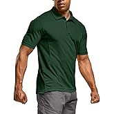 CQR Men's Polo Shirts, Tactical Short Sleeve Golf Performance Shirts, Lightweight Dry Fit UPF 50+ Pique