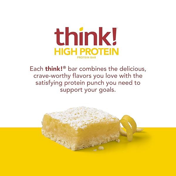 THINK! PROTEIN BARS, HIGH PROTEIN SNACKS, GLUTEN FREE, KOSHER FRIENDLY, LEMON DELIGHT, NUTRITION BARS, 2.1 OZ PER BAR, 10 COUNT (PACKAGING MAY VARY)