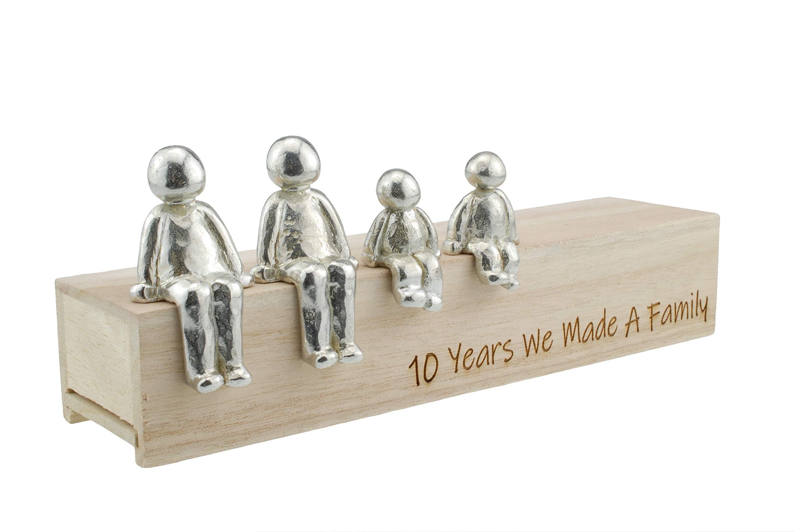 Pirantin 10th Anniversary Idea - 10 Years We Made A Family 100% Tin - Choose Your Family Combination (2 Children)