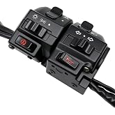 HiSport Black Universal Aluminum 7/8" 22MM Motorcycle Switch Handlebar | Motorbike Horn Turn Signal Headlight Control Buttons