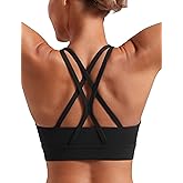 POSHDIVAH Women's Mid-Impact Sports Bra with Removable Padding - Criss Cross Back for Yoga, Running & Gym Workouts