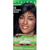 Clairol Balsam Permanent Hair Dye, 12 Natural Black | Pack of 1 | 100% Gray Coverage | Classic Conditioning Hair Color for Shine, Rich, Long-Lasting Results