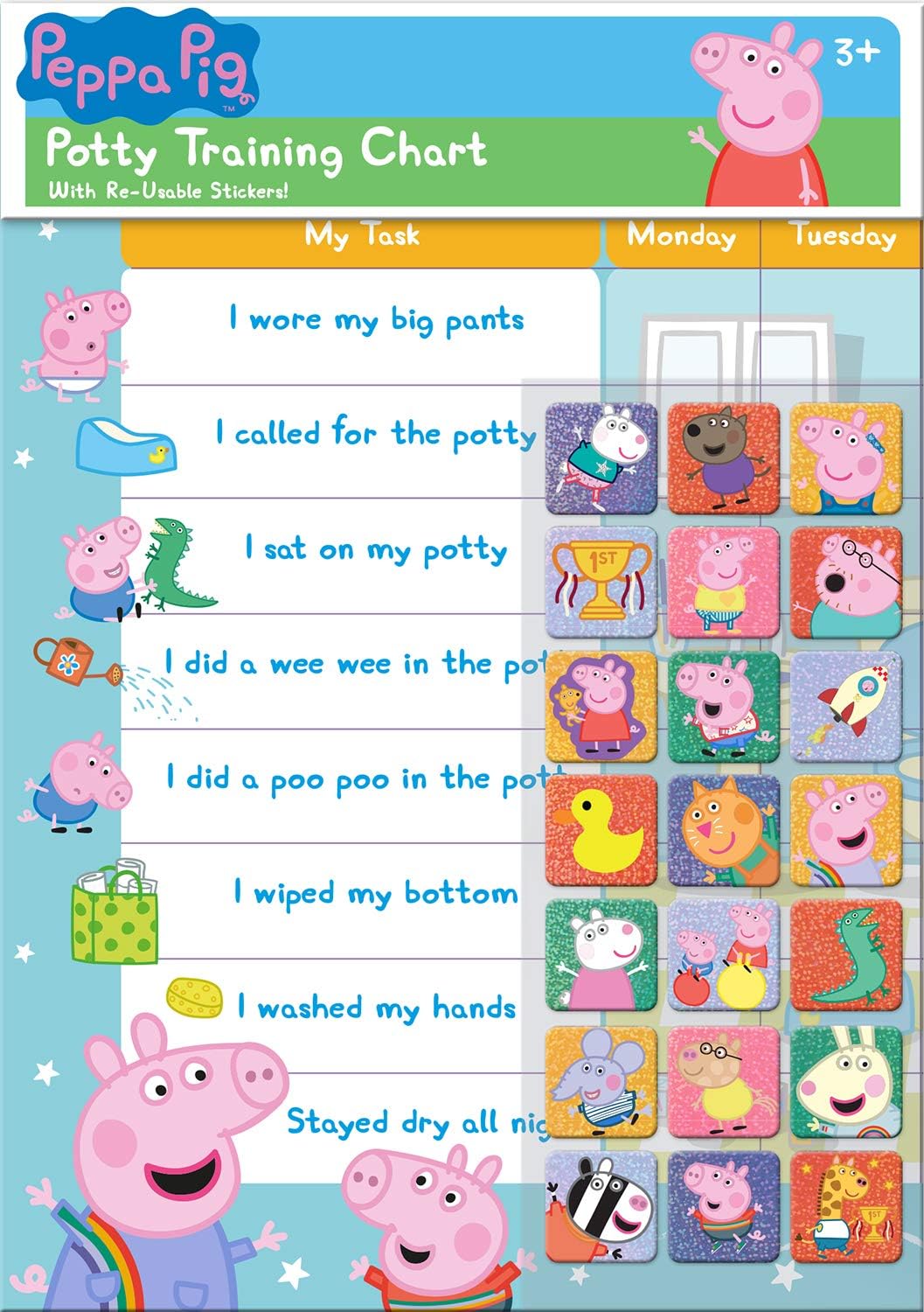 Amazon Com Paper Projects 01 70 30 022 Peppa Pig Potty And Toilet Training Reward Chart And 56 Sparkly Stickers Pink Toys Games