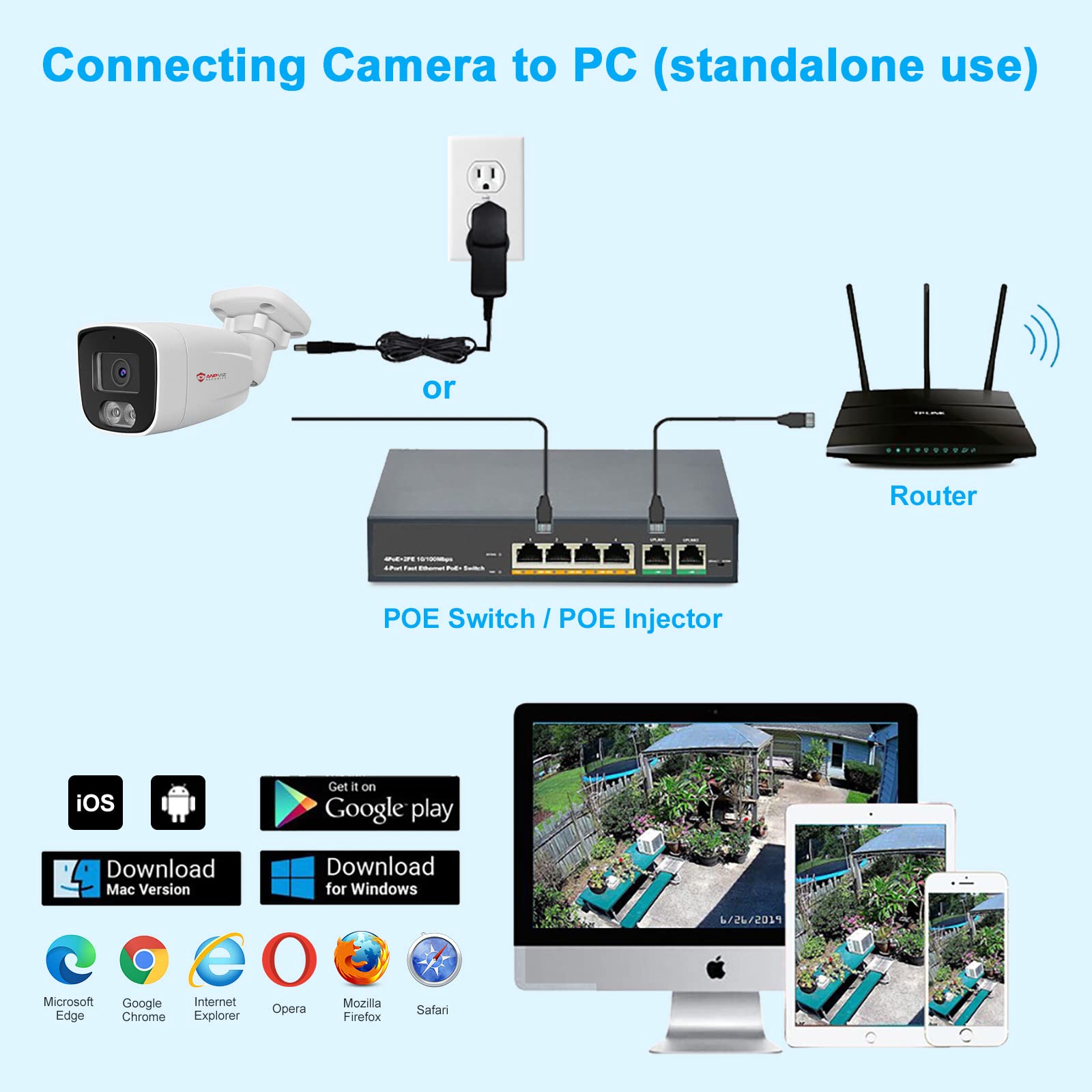 Anpviz 4MP PoE IP Bullet Camera with Microphone/Audio, IP Security Camera Outdoor Indoor, Night Vision 65ft, Waterproof IP66, 108° Wide Angle 2.8mm Lens, 24/7 Recording, NDAA Compliant (U Series)