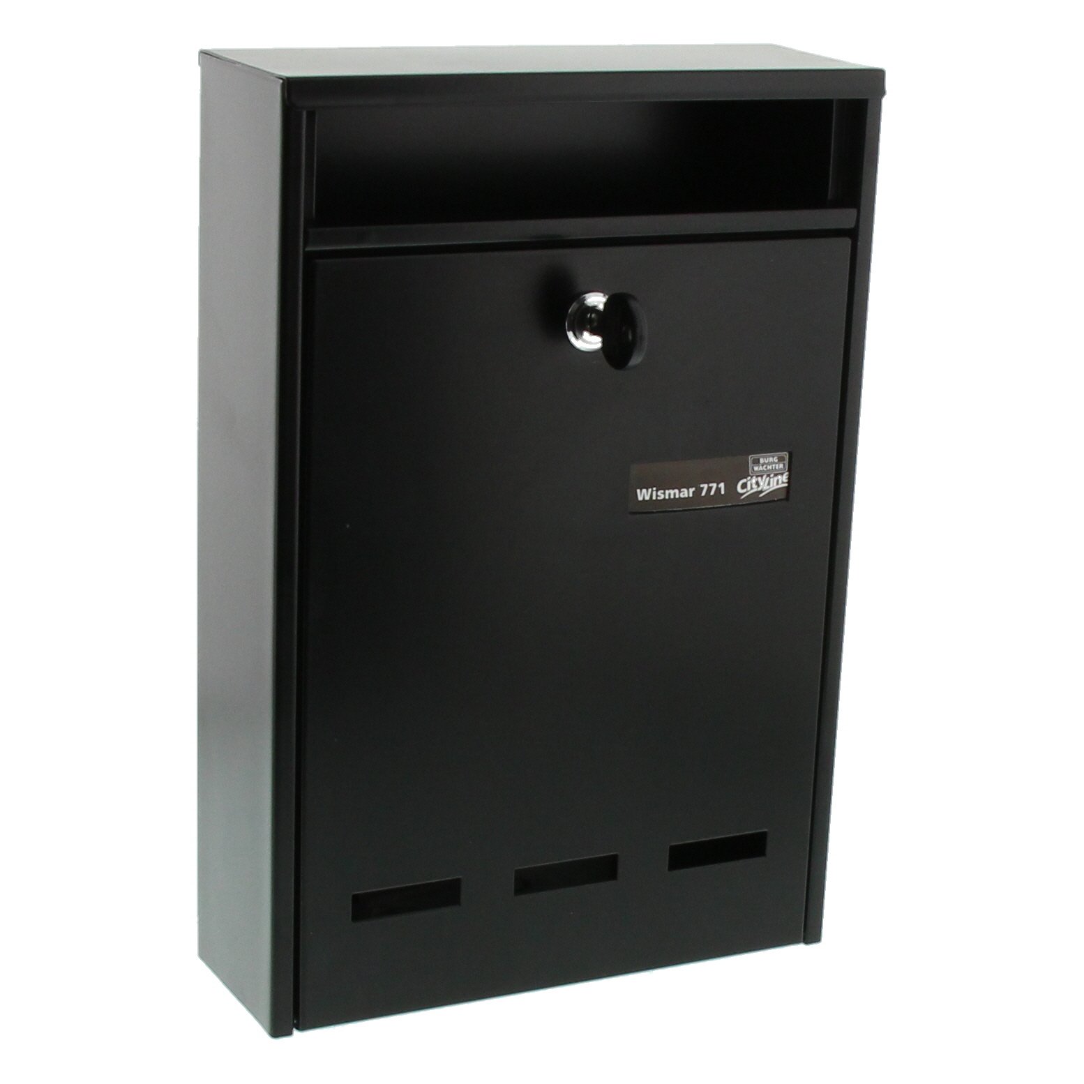 BURG-WÄCHTER, Group Mailbox, A5 Letter Slot, Galvanized Steel, Wismar 771 S, Black