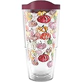 Tervis Sara Berrenson Fall Pumpkin Pattern Made in USA Double Walled Insulated Tumbler Cup Keeps Drinks Cold & Hot, 24oz, Classic