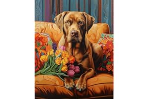 Natuyalo Paint by Numbers for Adults - DIY Adult Paint by Number Kits Painting on Canvas Dog on Sofa Painting by Numbers for Beginners, Animal Art Craft Kits for Adults (16x20 Inch)
