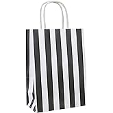 ADIDO EVA 25 Pcs Black and White Striped Gift Bags Black and White Gift Bags with Handles for Party Favor (6.2 x 3.1 x 8.6 In)