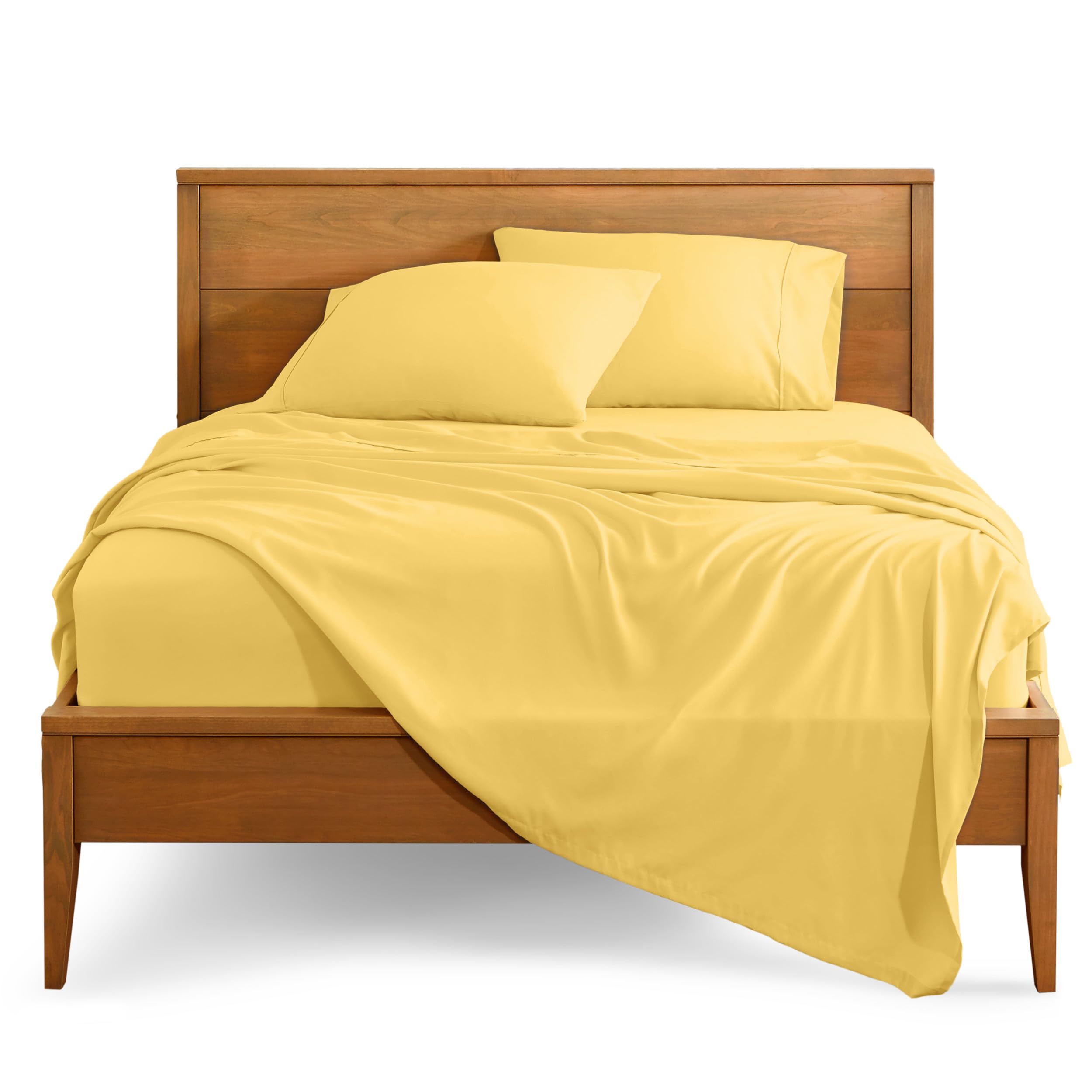 Bare Home Twin Sheet Set - 1800 Ultra-Soft Microfiber Twin Bed Sheets - Double Brushed - Deep Pockets - Easy Fit - 3 Piece Set - Bedding with Pillowcases (Lemon Drop)