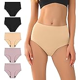 BATTEWA Seamless Incontinence Underwear for Women Ultra Soft Leakproof Panties, 50ml Light Absorbent Washable Briefs Bladder Control 5Pack(Multi-Color, Large)