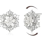 Frigotine Gold Silver Snowflake Rhinestone Stud Earrings for Women, Sparkly Statement Flower Elegant Earring Hypoallergenic Wedding Winter Christmas Jewelry Gift